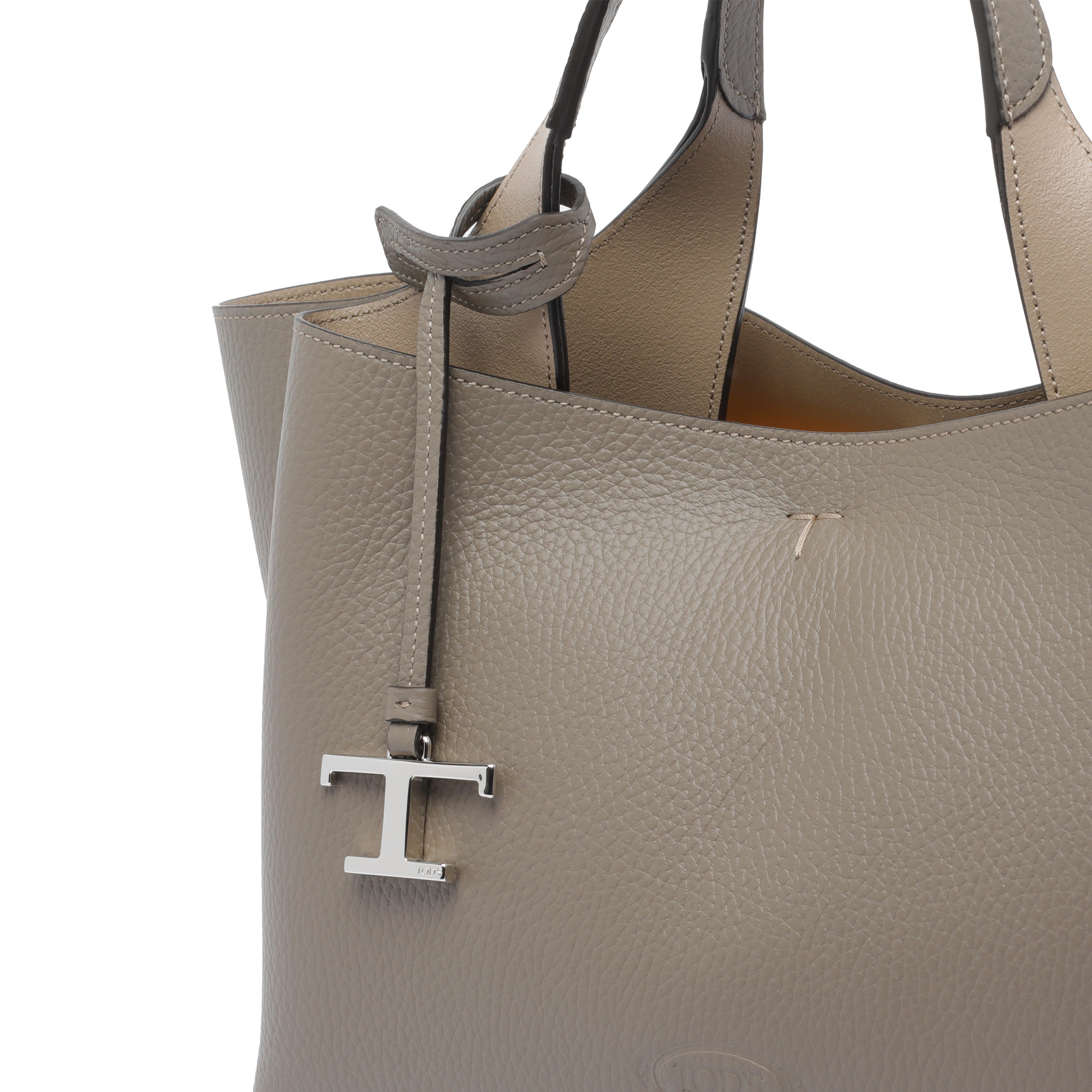 Tod's Dark Grey Leather Top Handle Bag In Gray