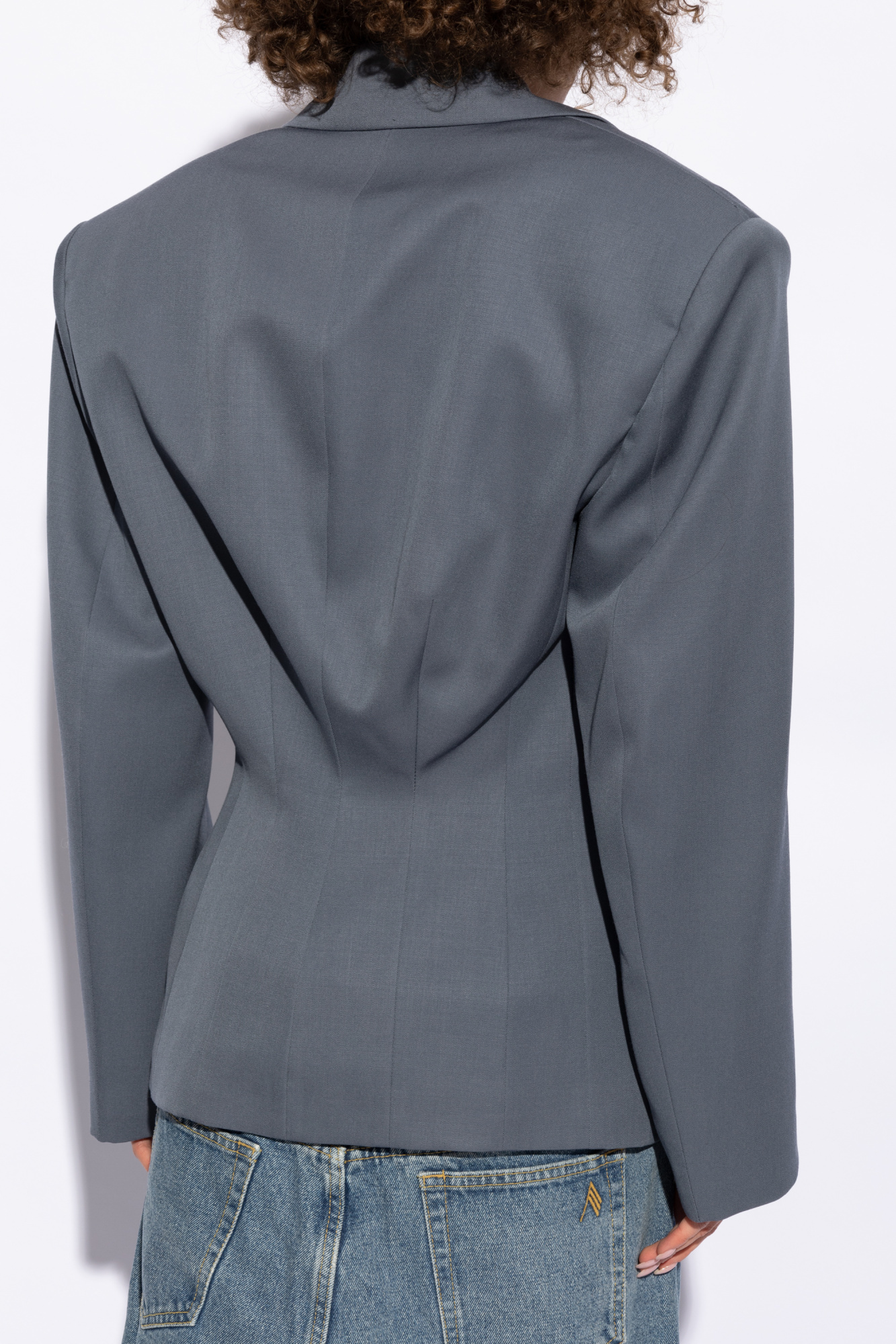 Attico Single Breasted Blazer In Gray