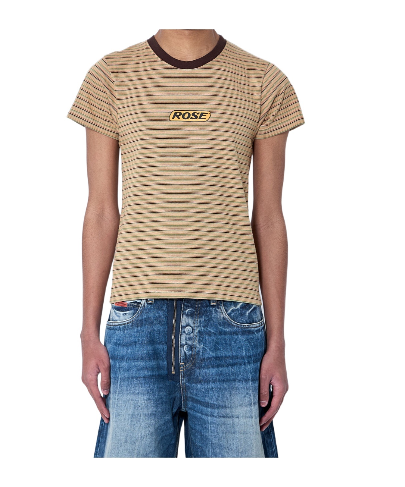 Shop Martine Rose Logo Motif Shrunken T-shirt In Brown