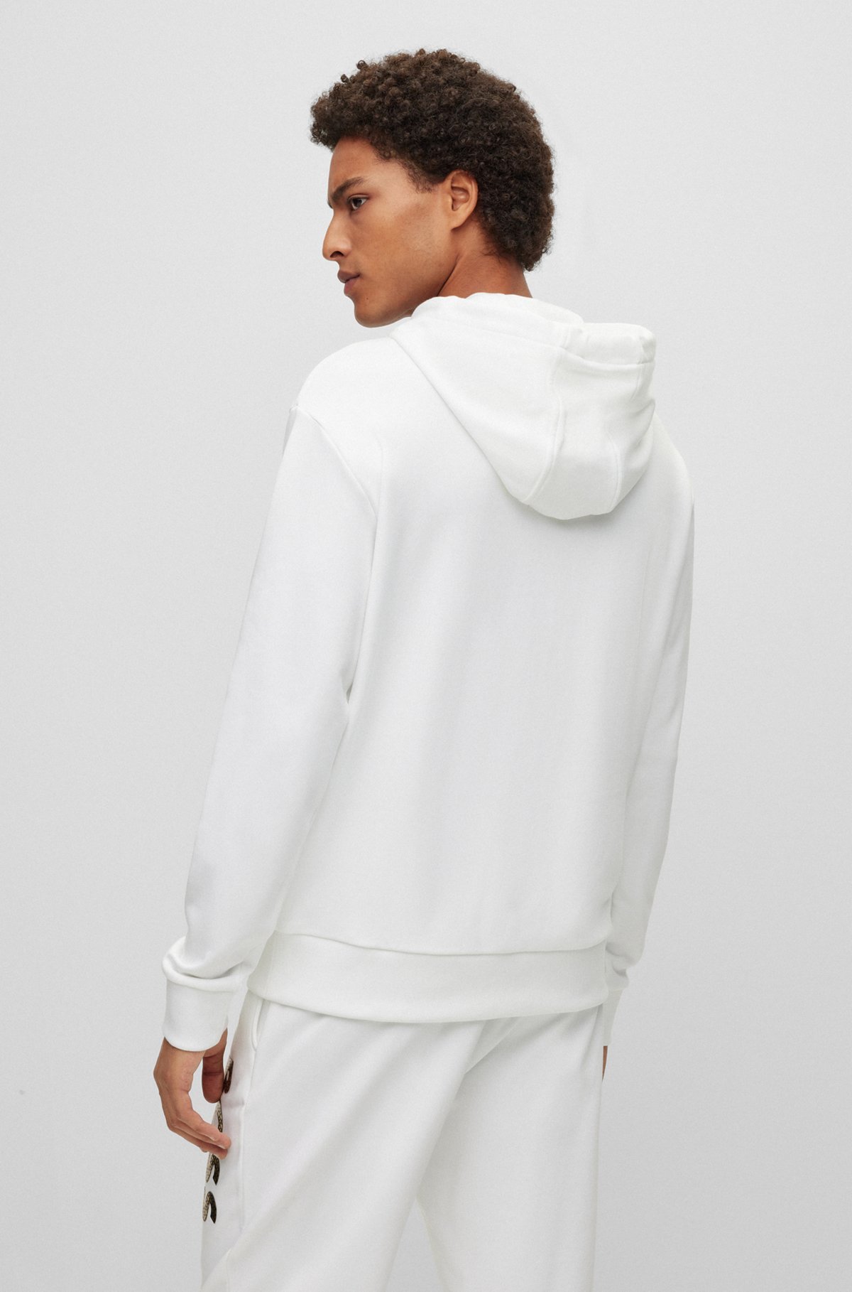 Hugo Boss Logo-print Cotton Hoodie In White