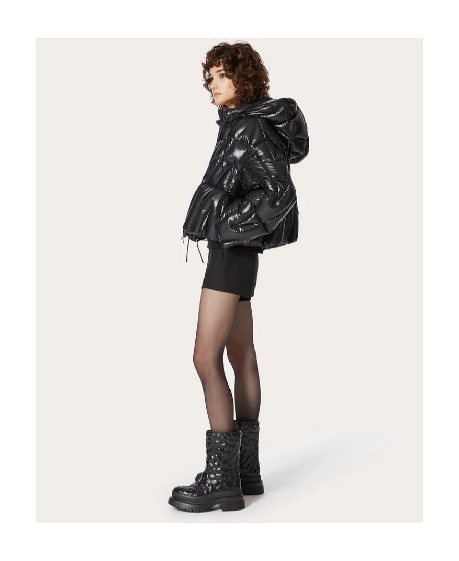 Valentino High-shine Padded Jacket In Black