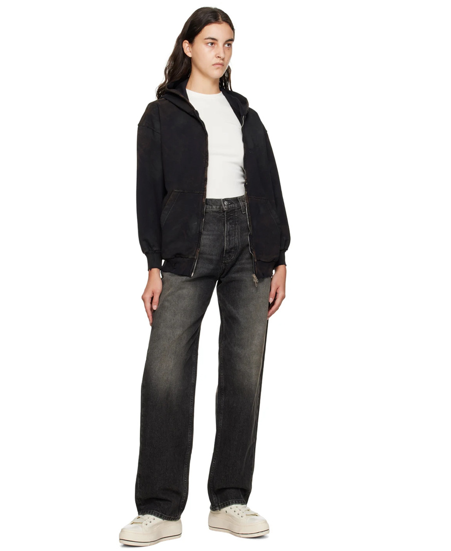 Rhude Wide-leg Denim Trousers In Black