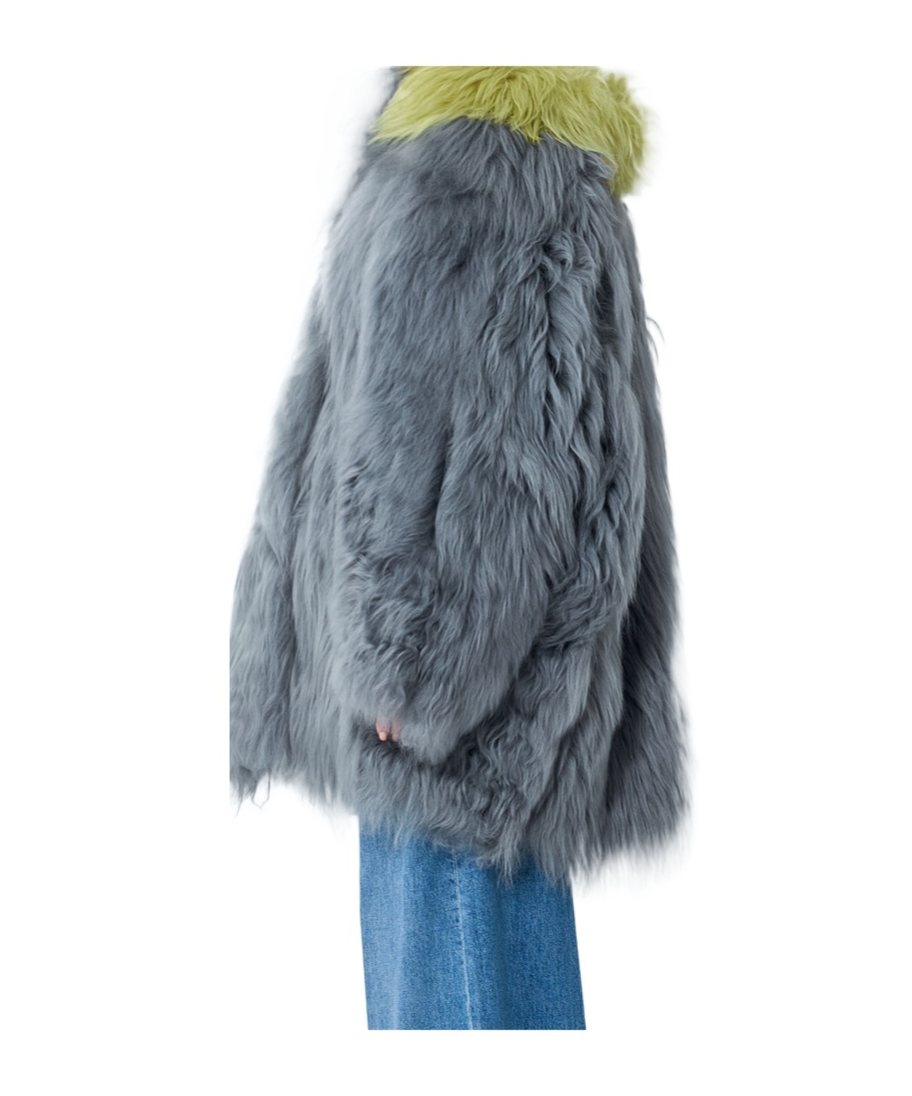 Marni Long Sleeved Shearling Short Jacket In Blue
