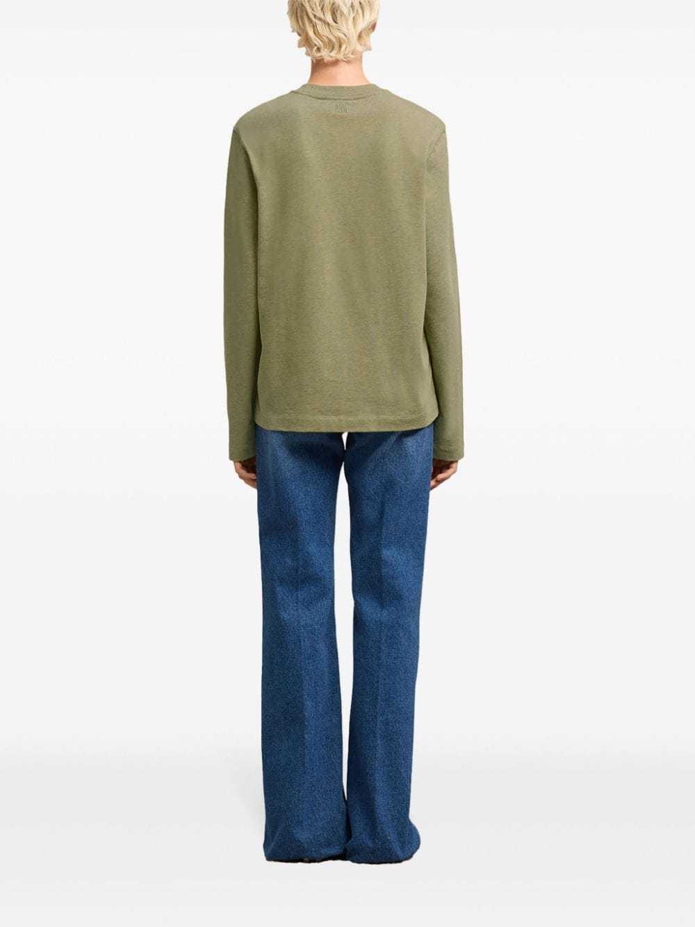 Ami Alexandre Mattiussi T-shirt With Round Neck And Long Sleeves In Nude