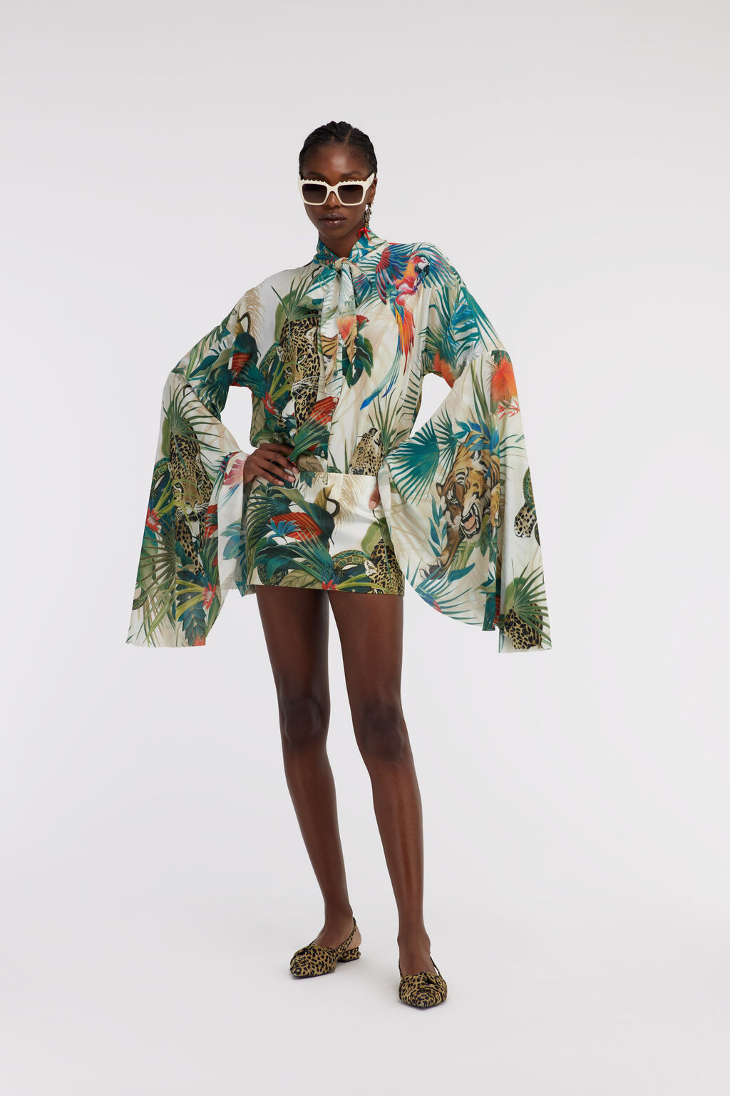 Shop Roberto Cavalli Jungle Print Viscose Blouse In Green