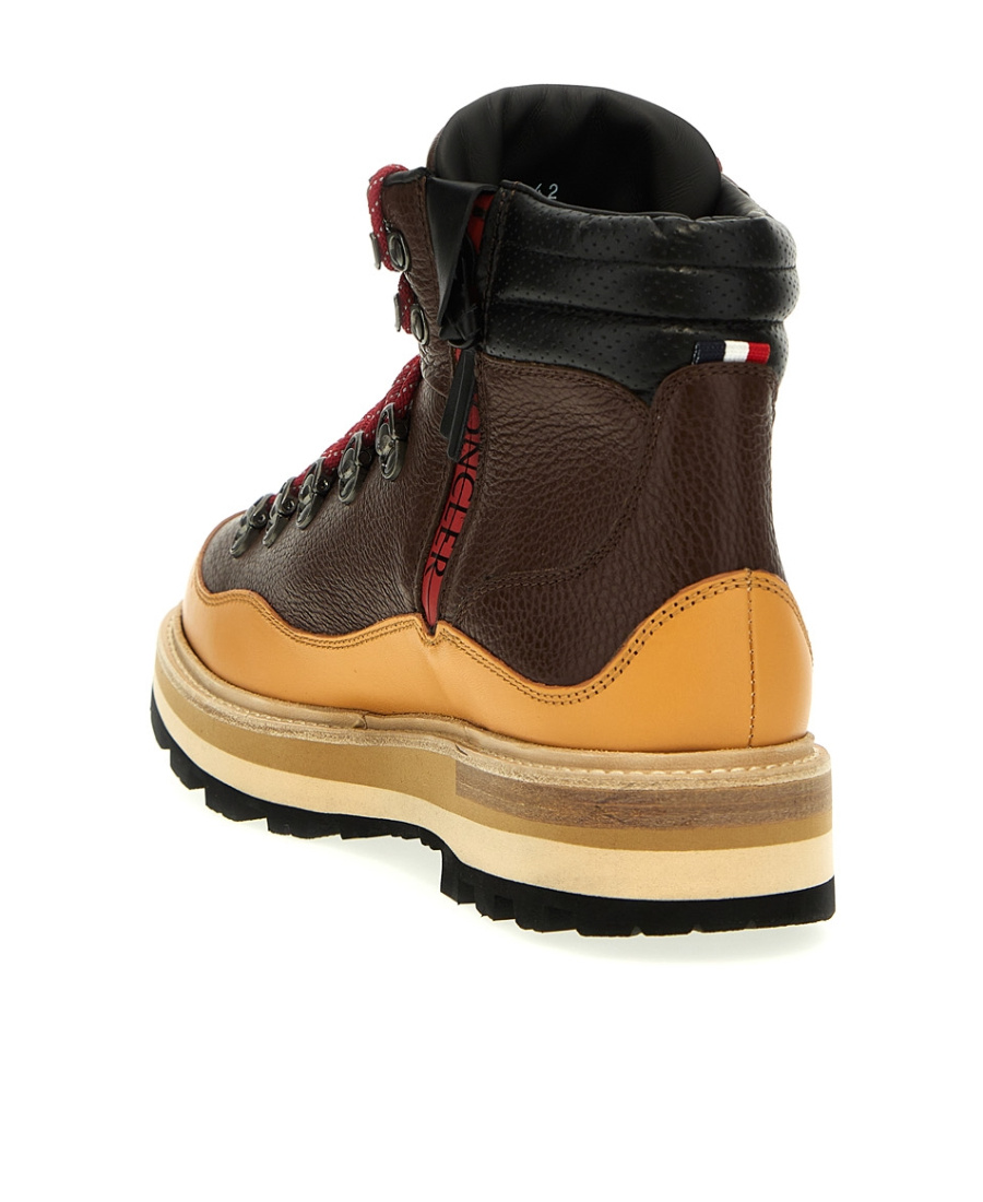 Moncler Peka Trek Leather Hiking Boots In Red