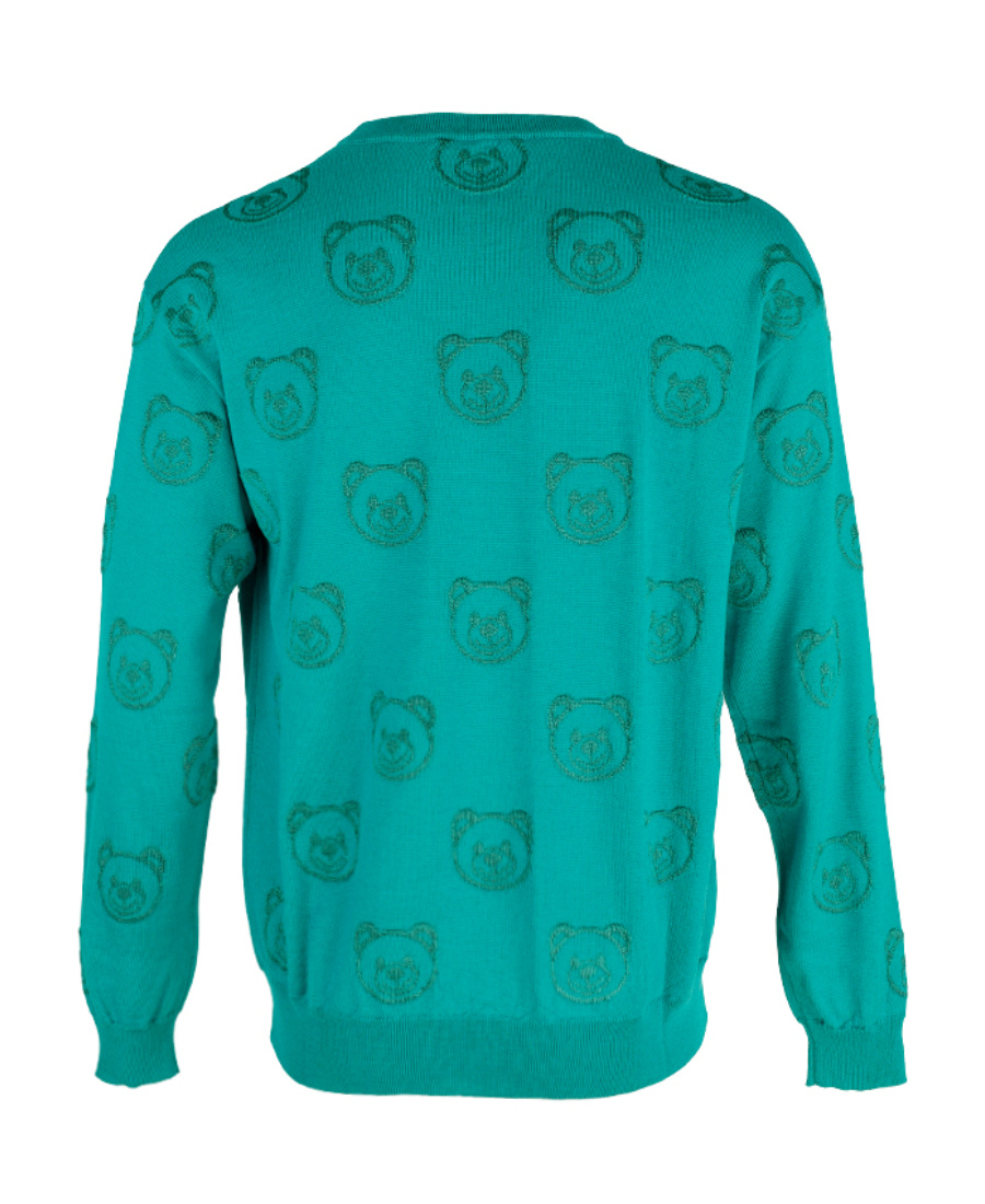 Moschino Green Allover Teddy Sweater In Green