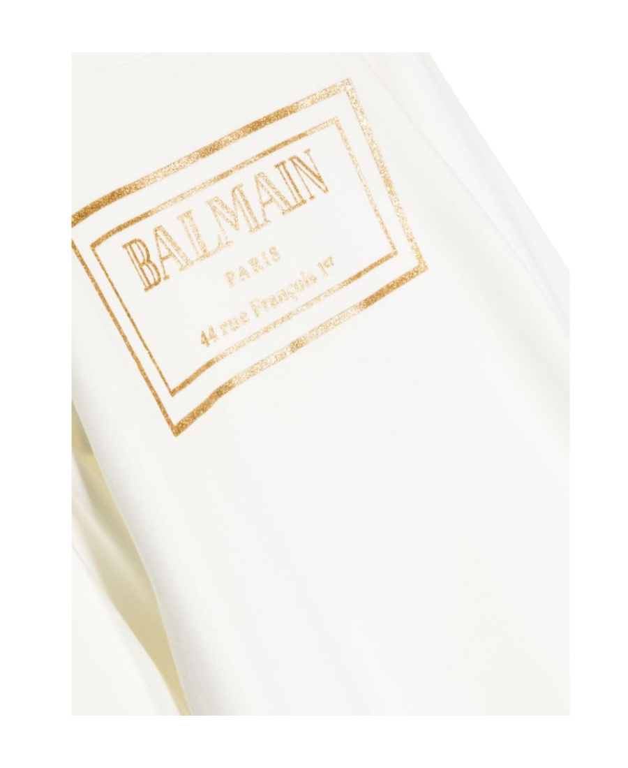 Balmain Logo-print Cotton Dress In White