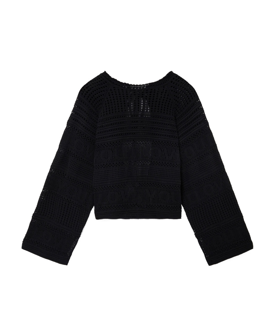 Stella Mccartney Open-knit Rear-tie Jumper In Black