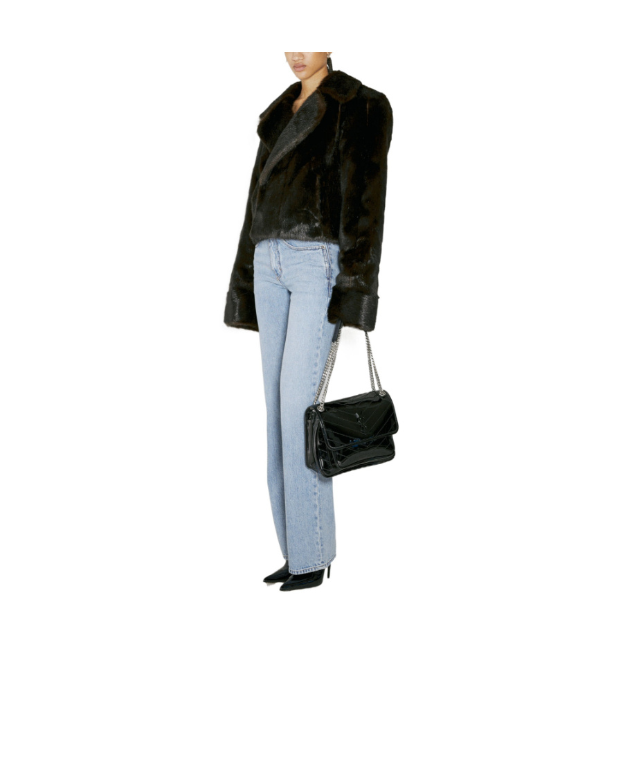 Saint Laurent Niki Foldover Top Shoulder Bag In Black