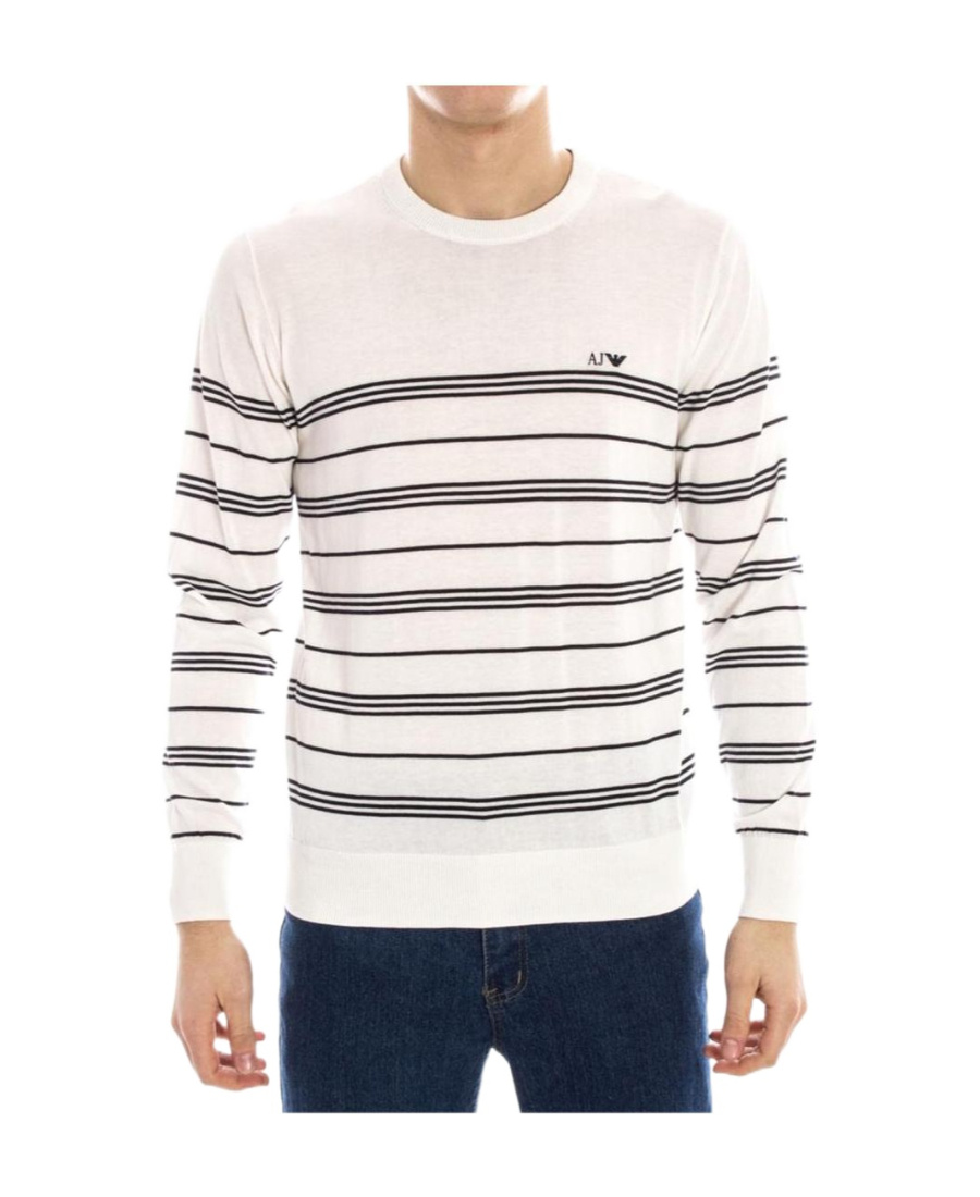 Armani Jeans Striped Sweater In White