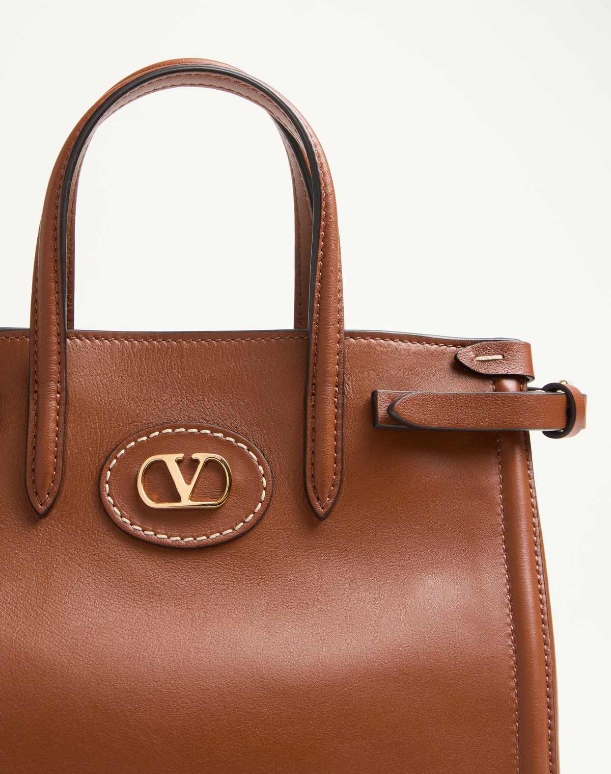 Valentino Garavani Brown Leather Antibes Shopping Bag