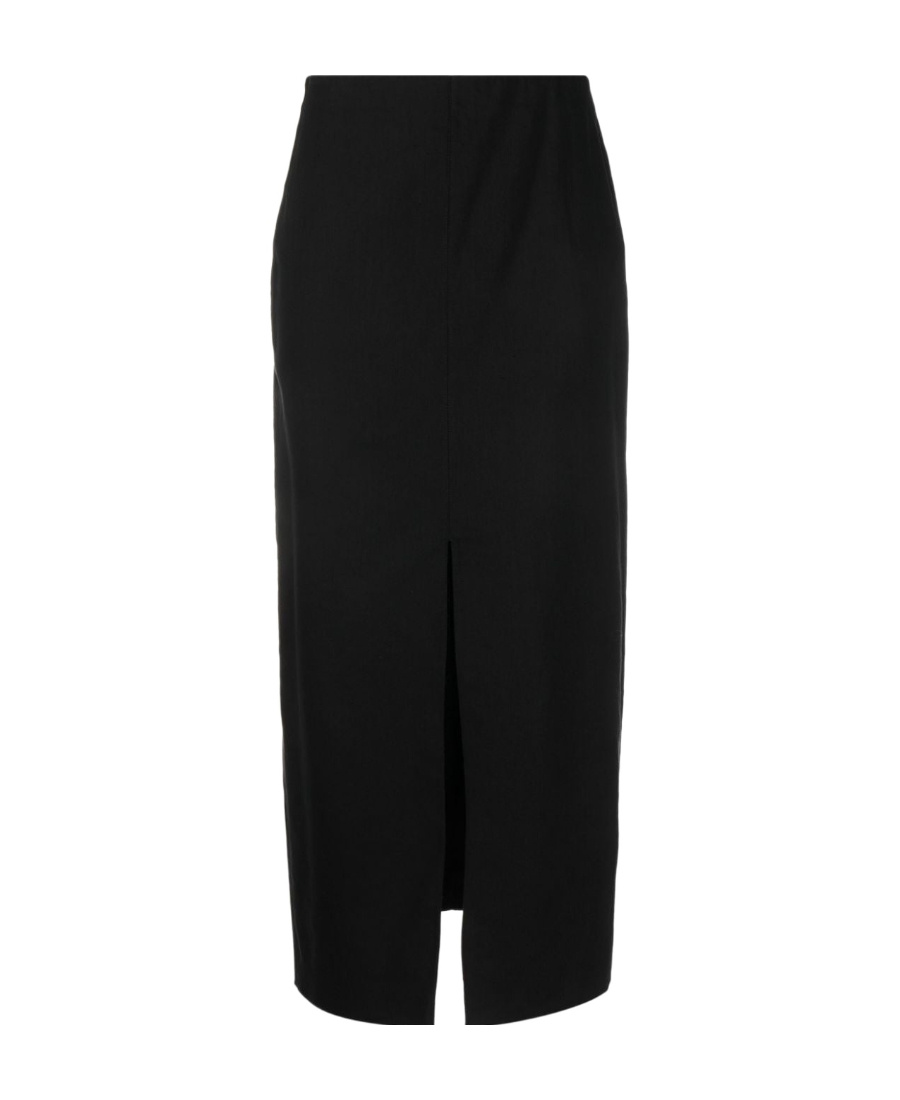 Isabel Marant Marine Serre Cady Front Slit Midi Skirt In Black