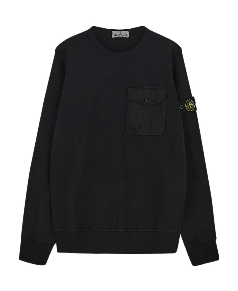 Stone Island Long-sleeve Cotton Sweatshirt In Black