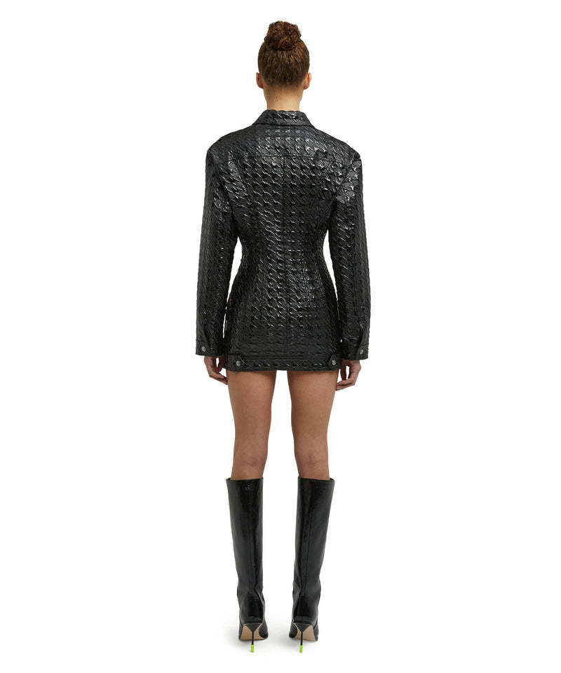 Msgm Embossed-pattern Faux-leather Shirt Jacket