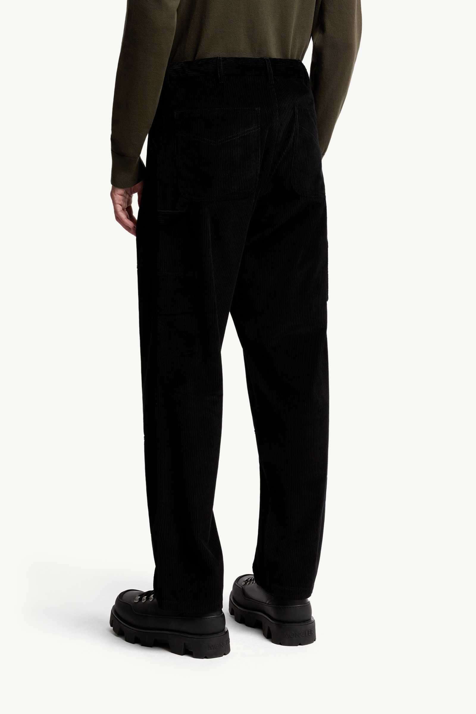 Moncler Corduroy-panel Trousers In Black