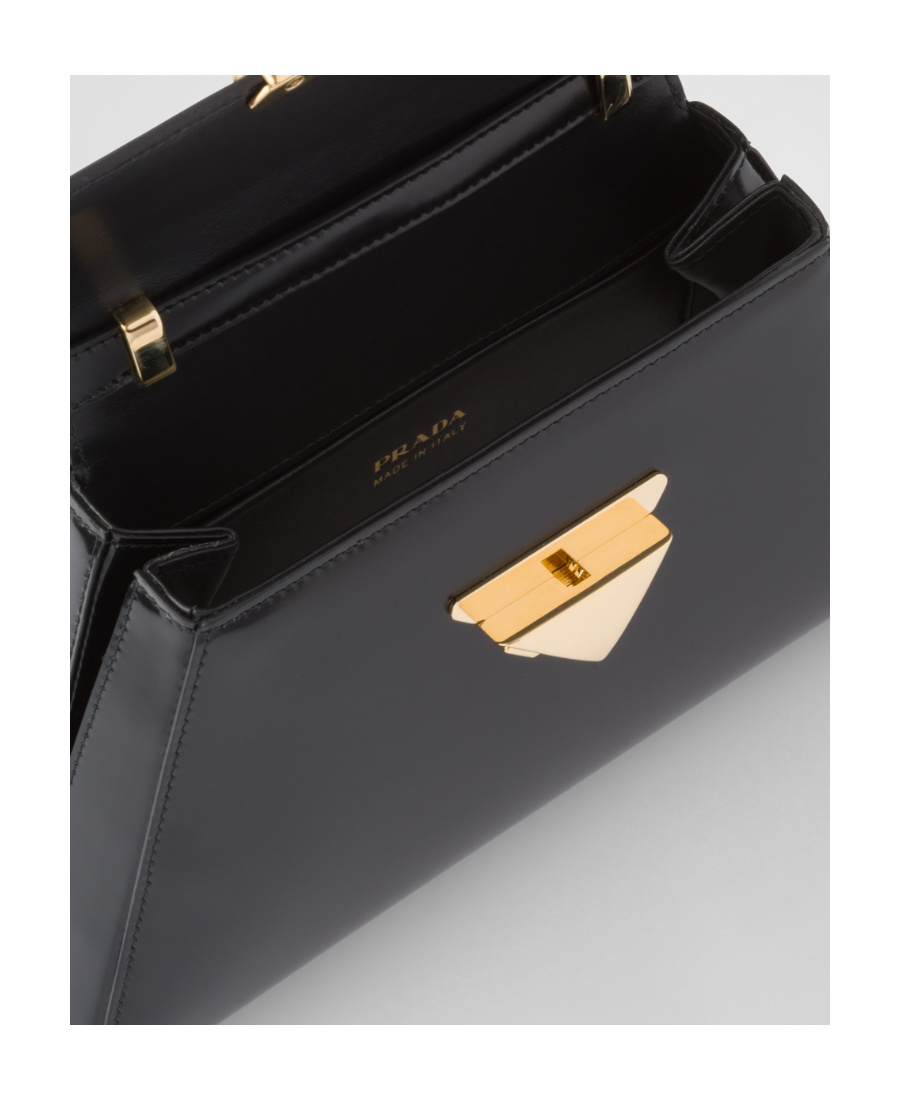 Prada Leather Shoulder Bag Adjustable Straps In Black