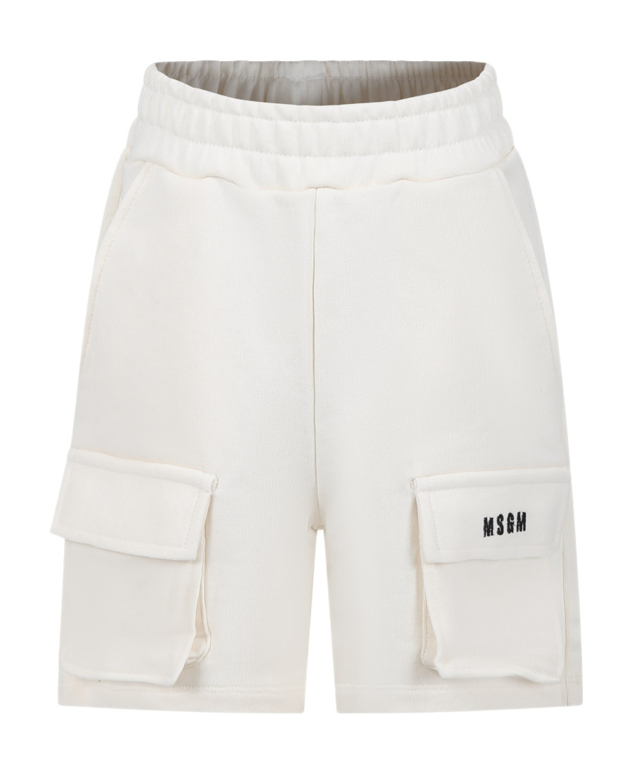 Msgm Embroidered-logo Cargo Shorts In White