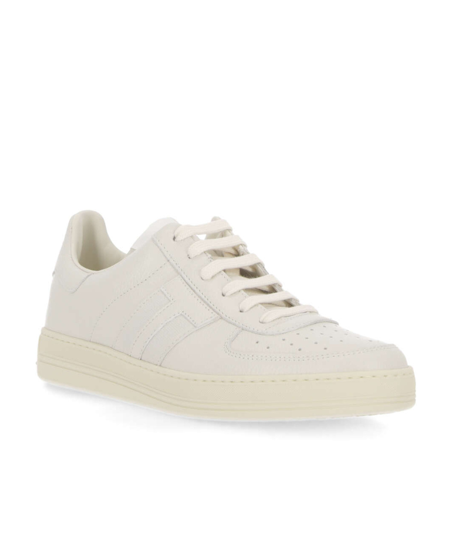 Tom Ford Round Head Lacing Low-cut Casual Sneakers In White