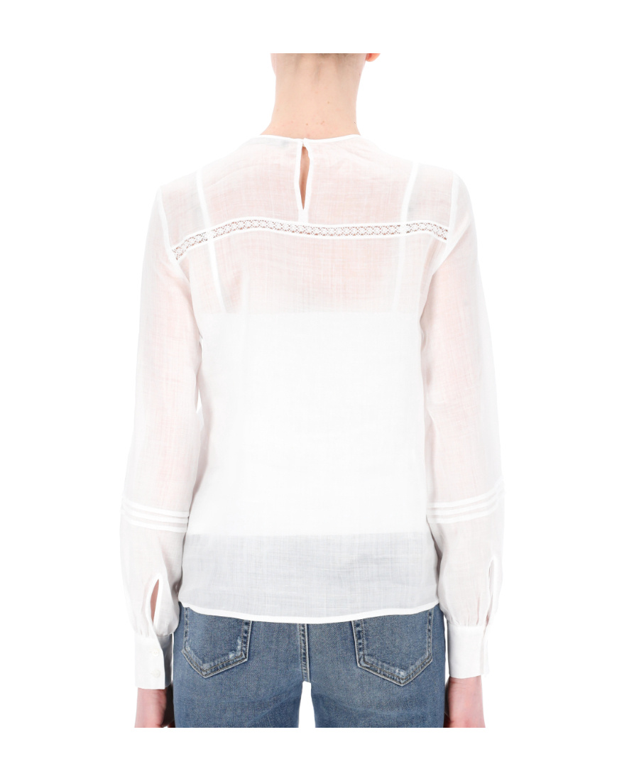 Max Mara Long-sleeved Round-neck Blouse In White