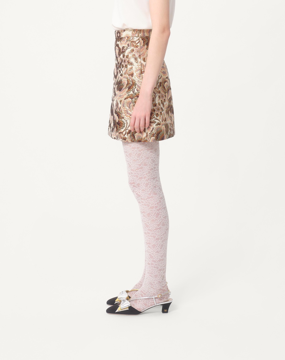 Valentino Gonna In After Winter Quilted Pink Lurex In Nude