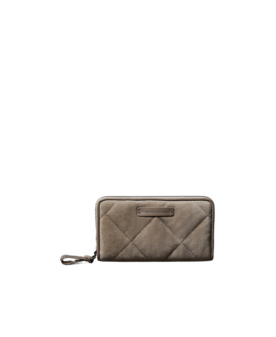 Brunello Cucinelli Logo Quilted Wallet In Brown