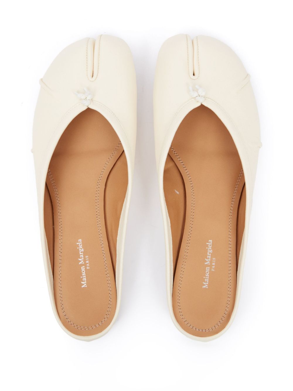 Maison Margiela Tabi Calf Leather Flat Mules In Neutral