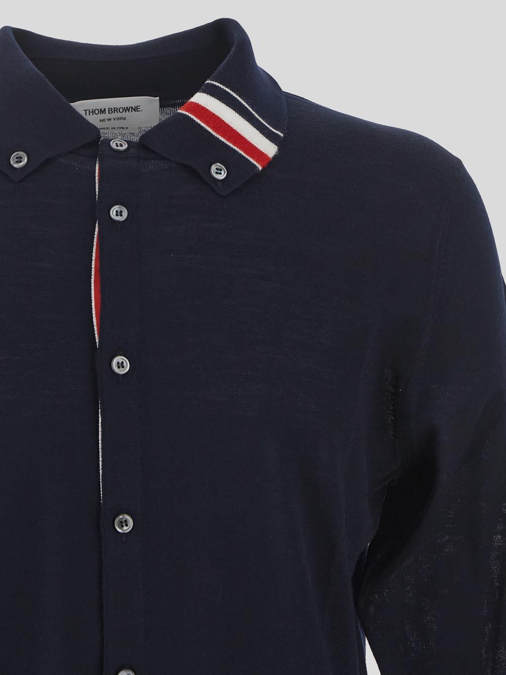 Shop Thom Browne Contrasting Stripe-trim Knit Cardigan In Blue