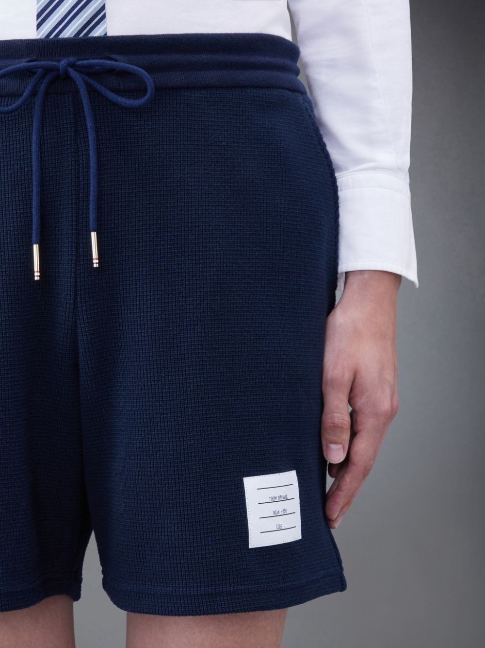 Thom Browne Embroidered Cotton Track Shorts In Black