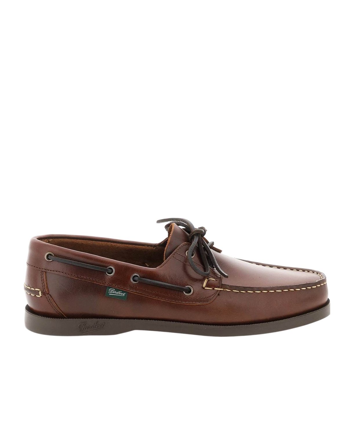 Paraboot Curled Toe Leather Moccasins With Lace-up Detailing In Brown