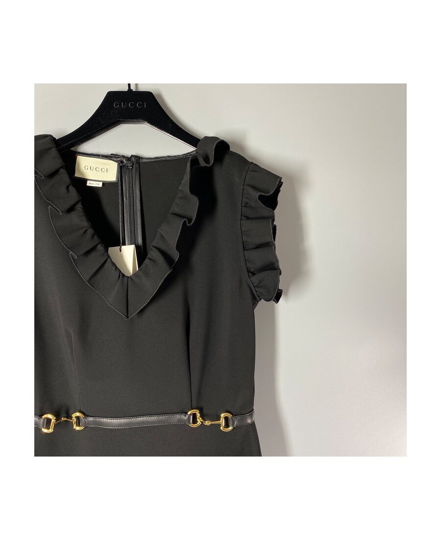 Gucci Ruffled Sleeveless Dress In Black