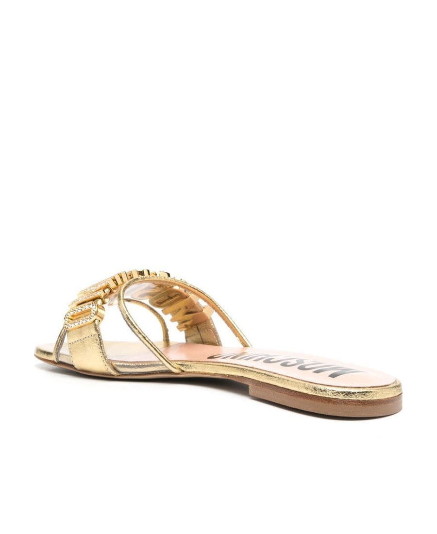 Moschino Open-toe Calf-leather Slides In Nude