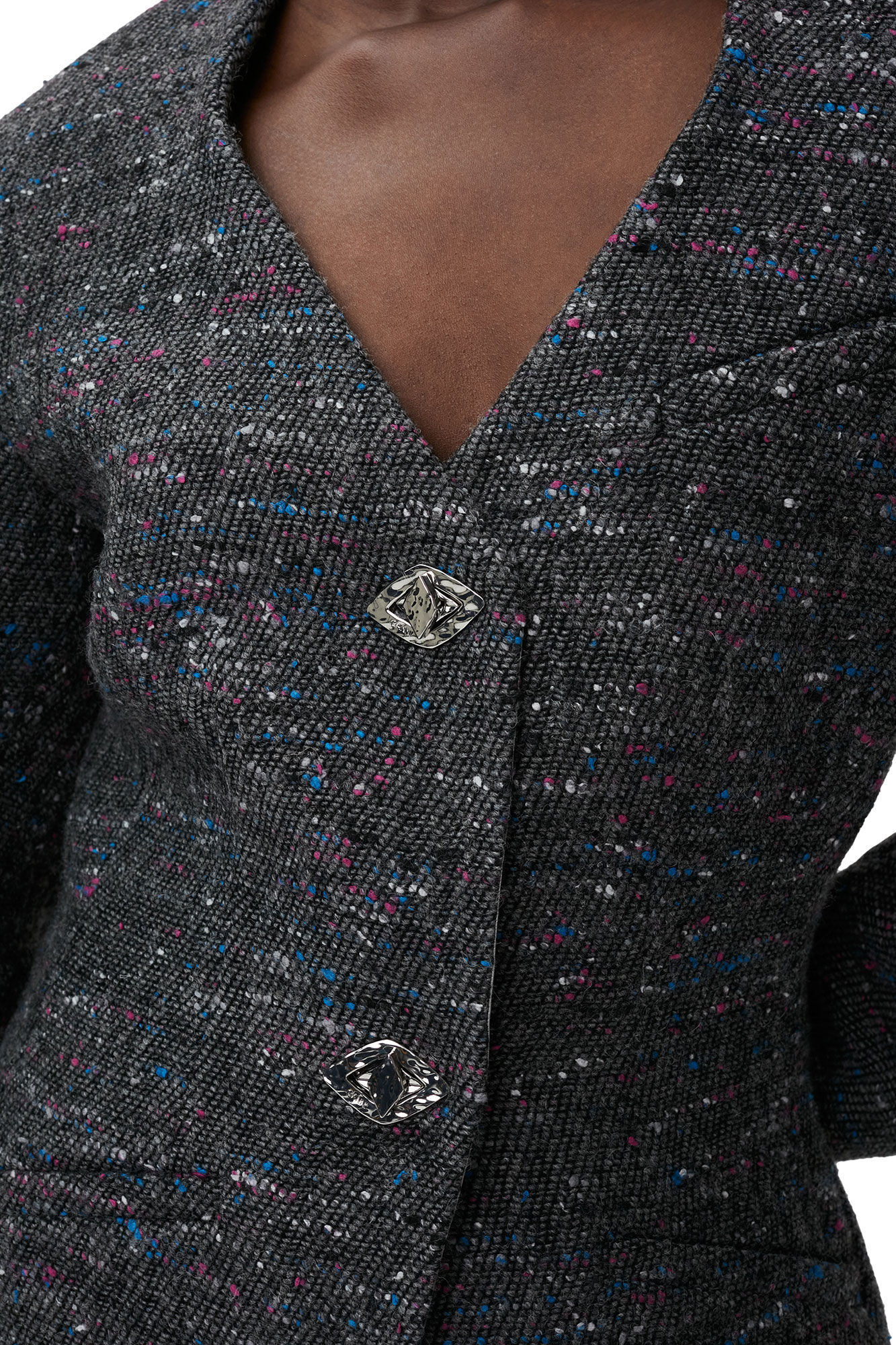 Ganni Fitted Wool Blazer In Black