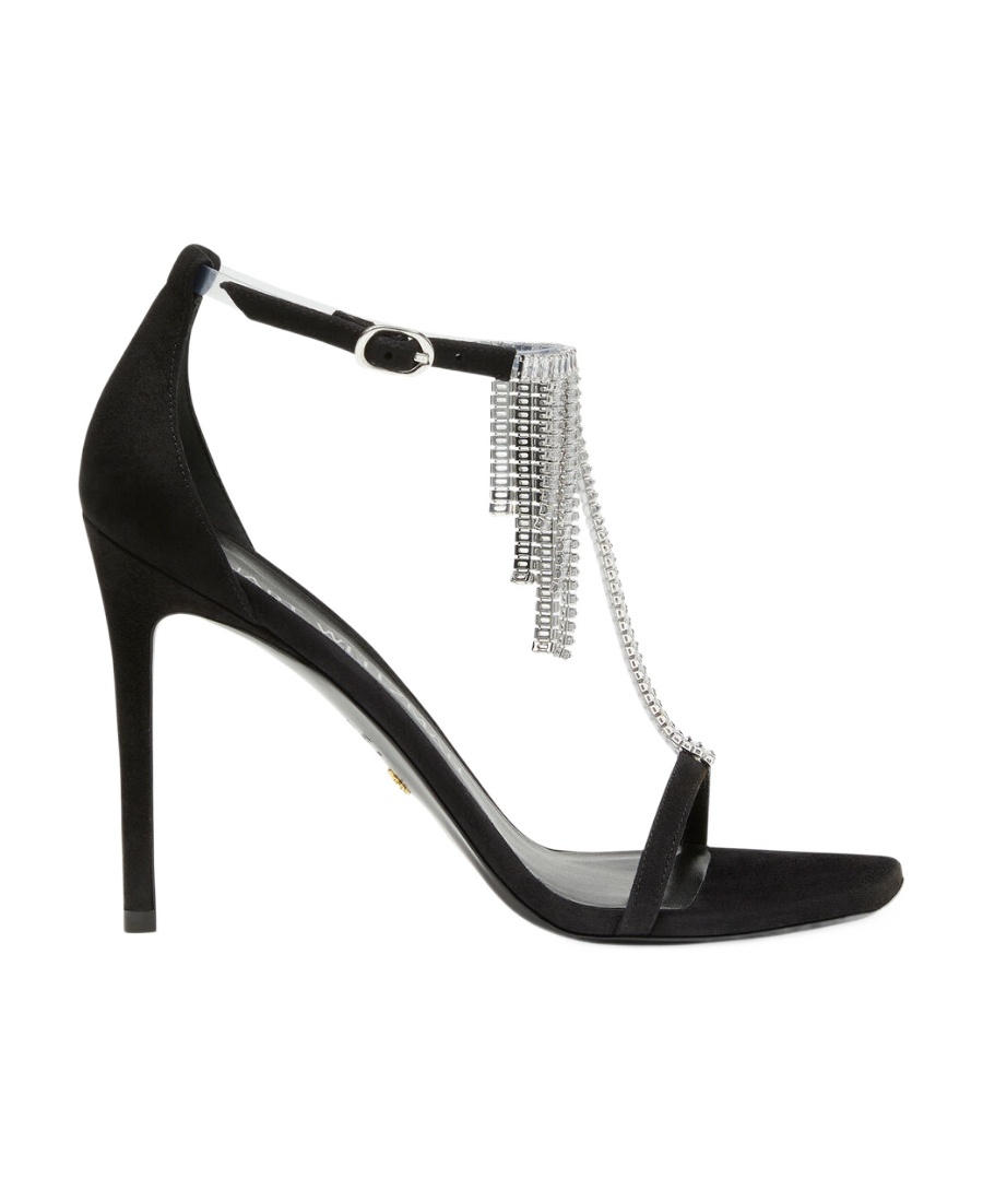 Stuart Weitzman Logo High-heeled Sandals In Black