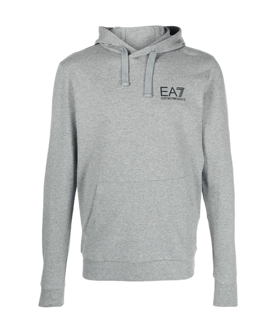 Ea7 Logo-print Drawstring Hoodie In Gray