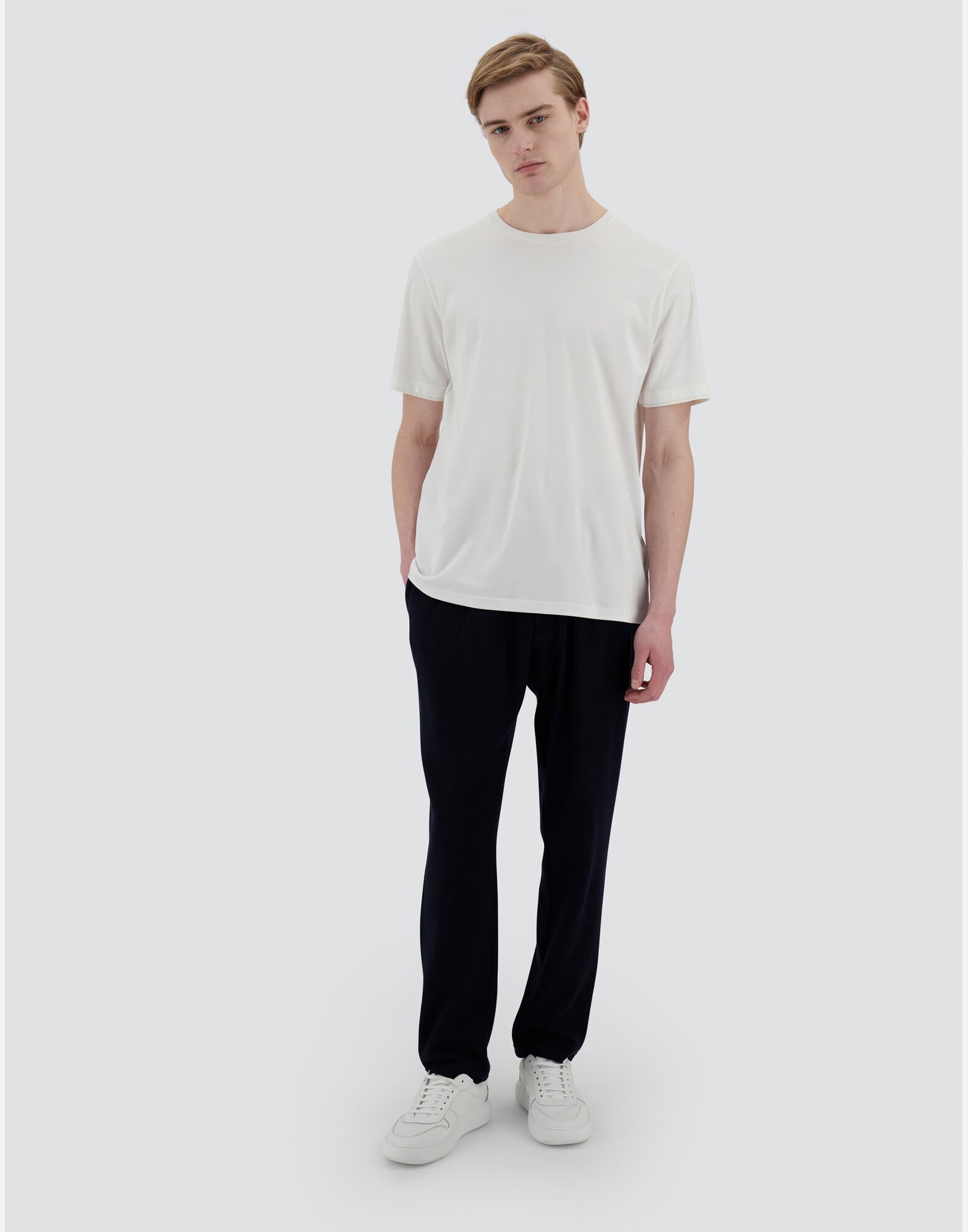 Herno Men Resort T-shirt In Cotton And Light Stretch Nylon In White