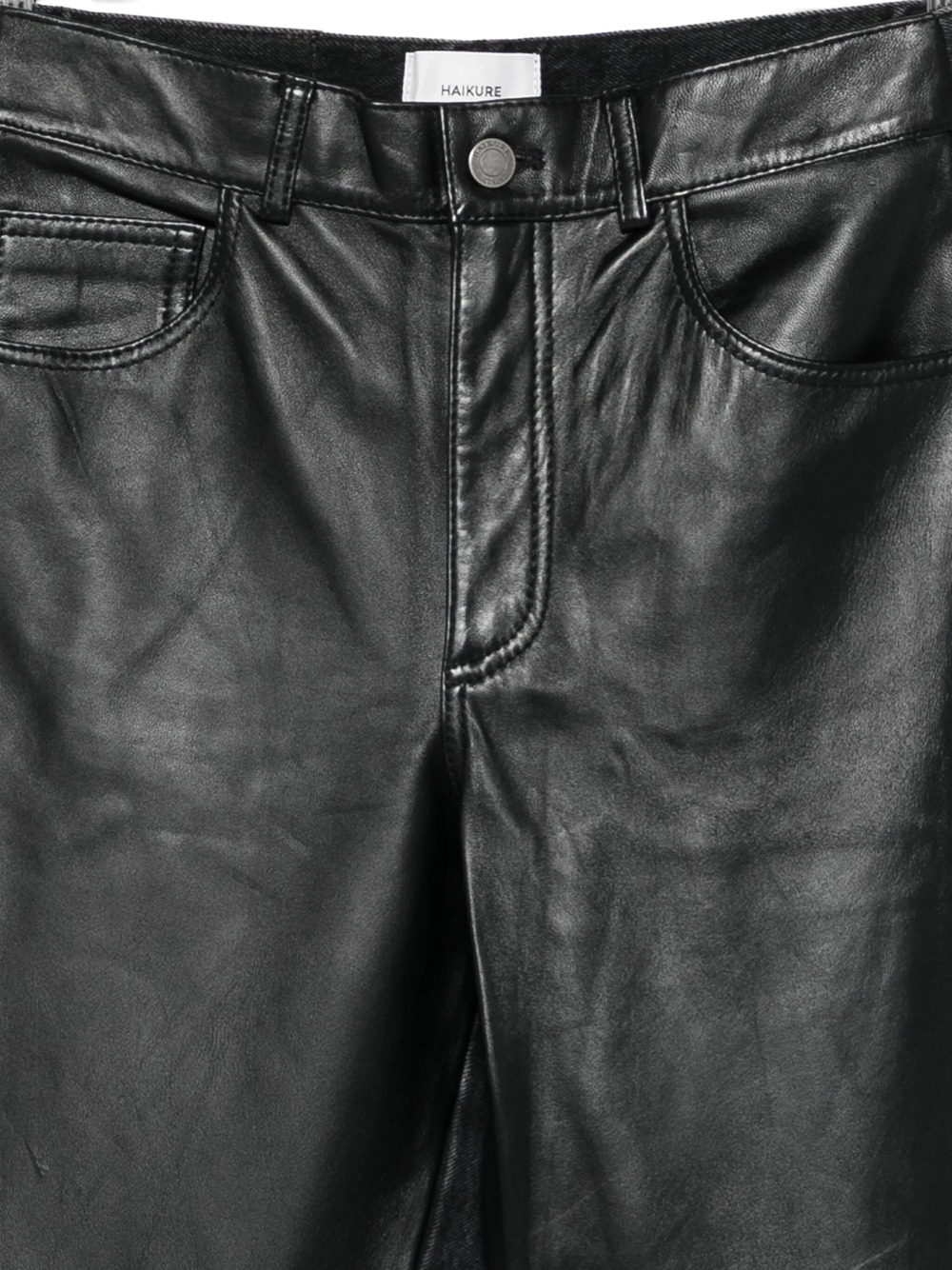 Haikure Leather And Denim Straight Leg Trousers In Black