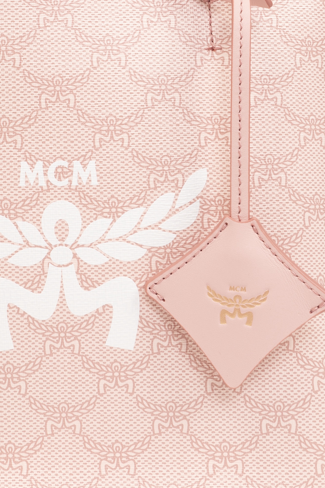 Mcm Mini Himmel Lauretos Monogram Pattern Tote Bag In Nude