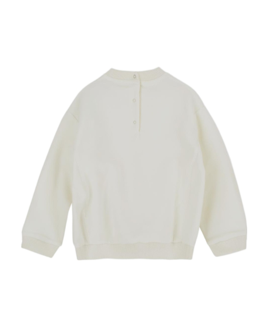 Moncler Enfant Logo Embroidered Crewneck Sweatshirt In White