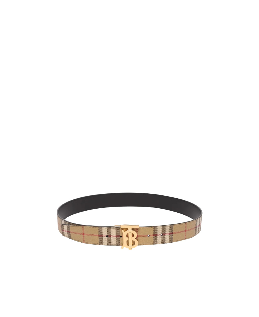 Burberry Tb Check-print Belt In Black