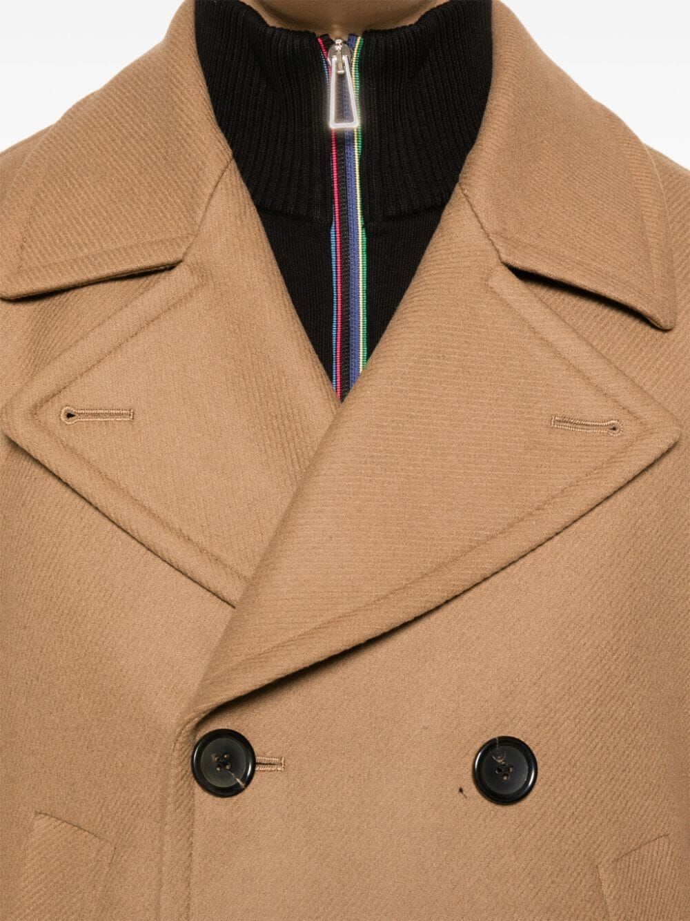 Ps By Paul Smith Notched-lapel Peacoat In Brown