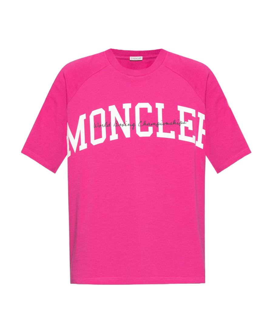 Moncler Logo-print Cotton T-shirt In Pink