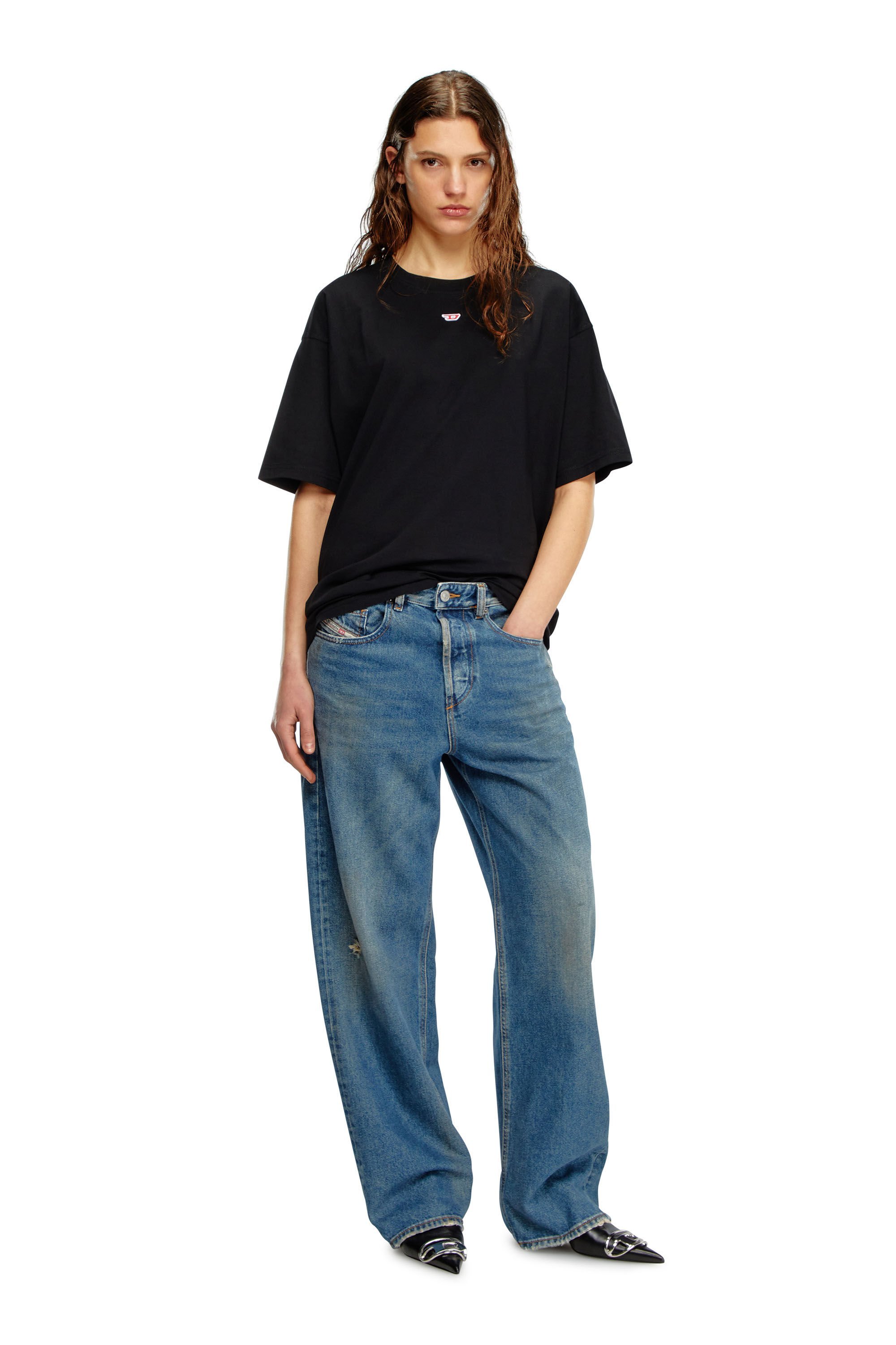 Diesel Mens T-boxt Logo-embroidered Relaxed-fit Cotton T-shirt In Black