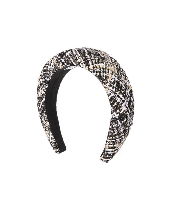 Maison Michel Textured Tweed Headband With Metallic Accents In Gray
