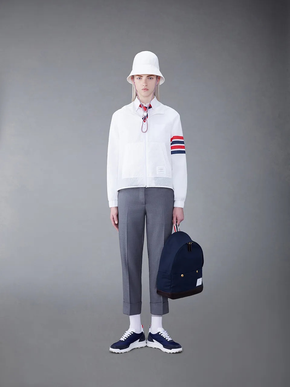 Thom Browne Ultralight Ripstop 4-bar Anorak In White