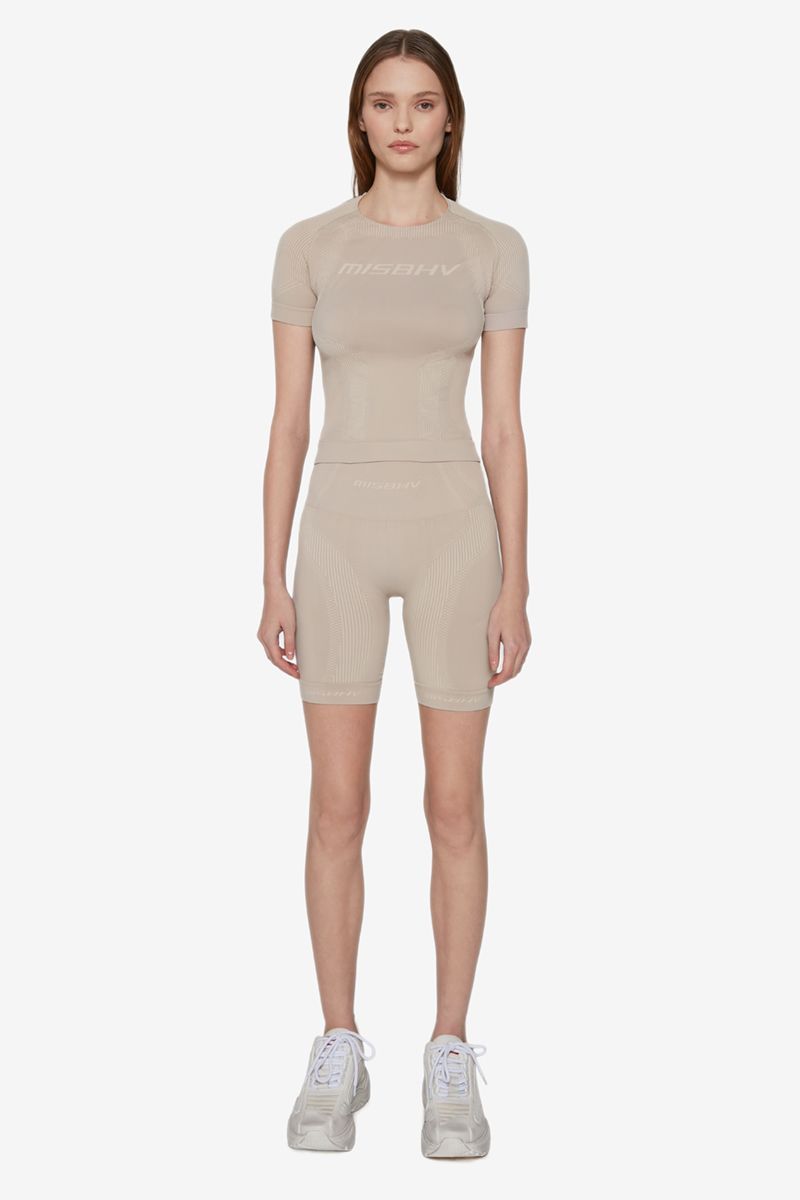 Misbhv Logo-lettering Cropped Top In Nude