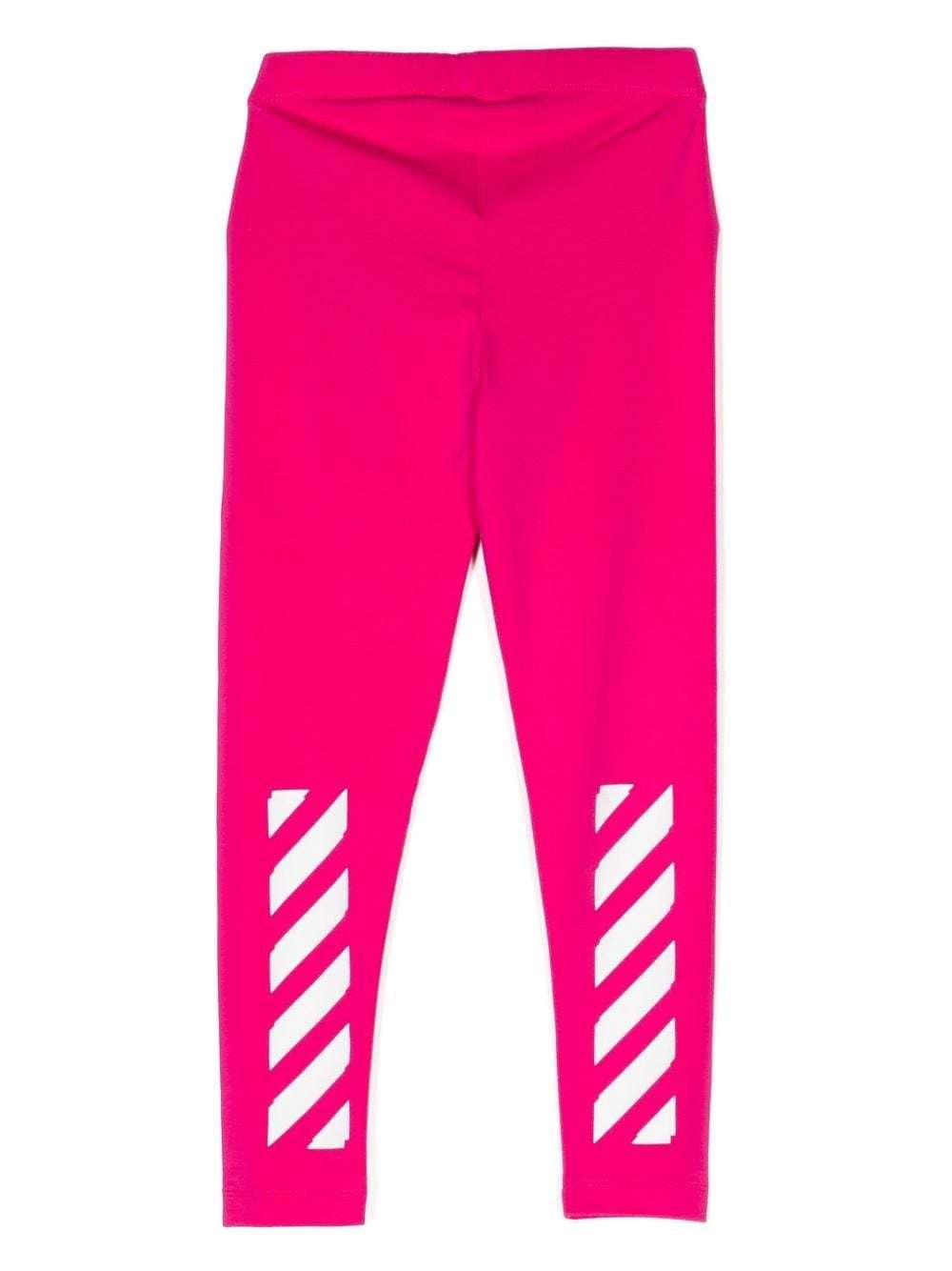 Off-white Diag-stripe Mid-rise Leggings In Pink
