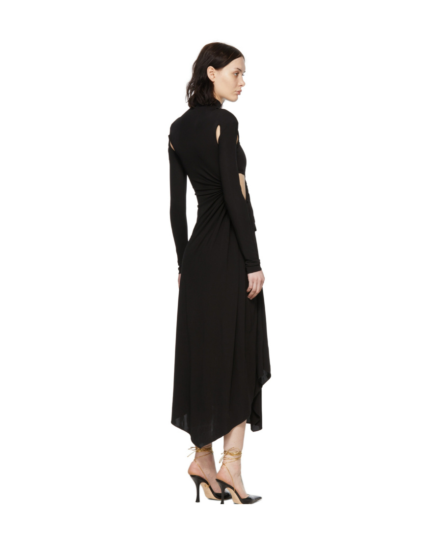 Off-white Black Cut-out Midi Dress In Black