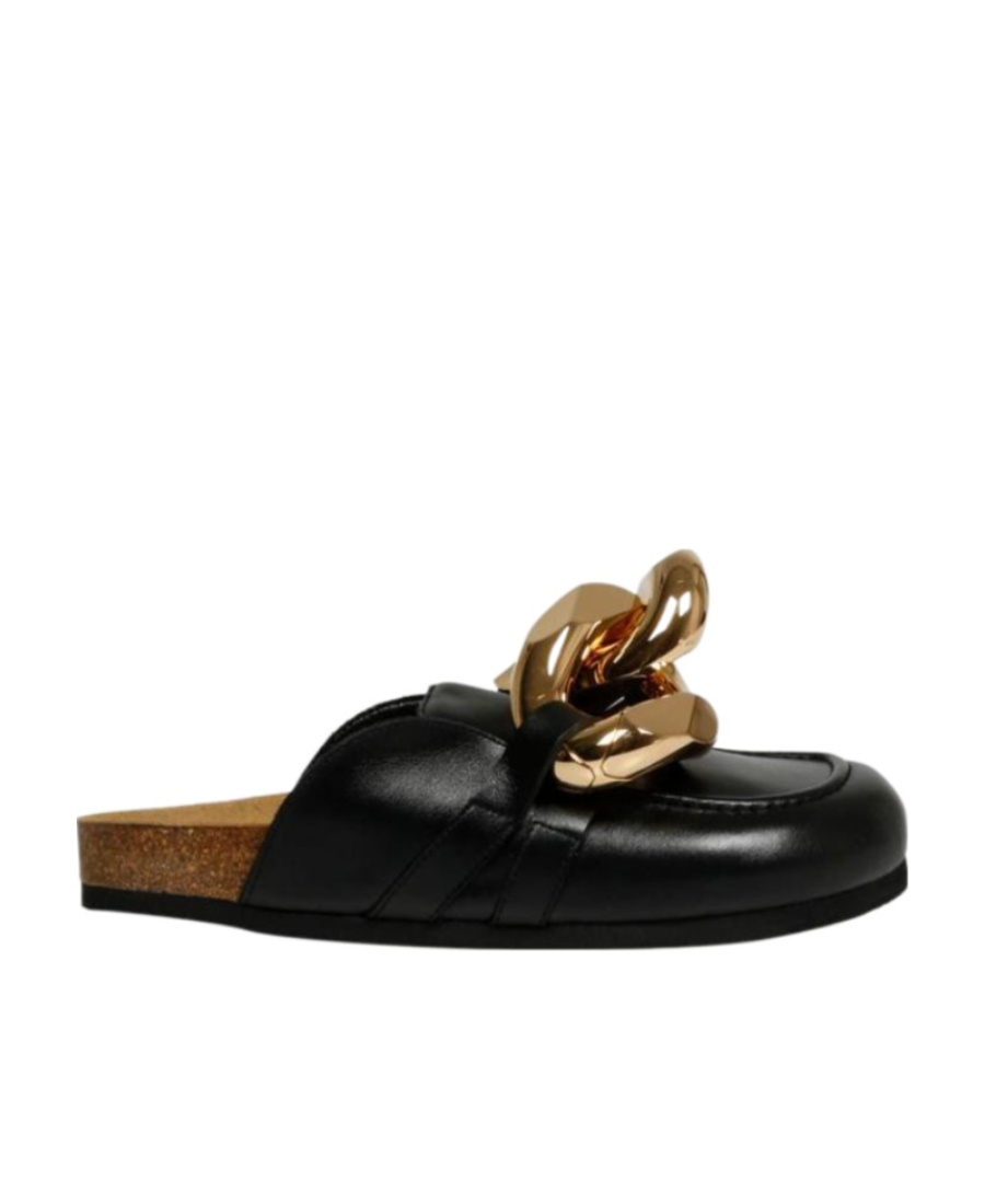 Jw Anderson Jw Flt Pmp Rtoe Mle Gld Chn Lthr In Black