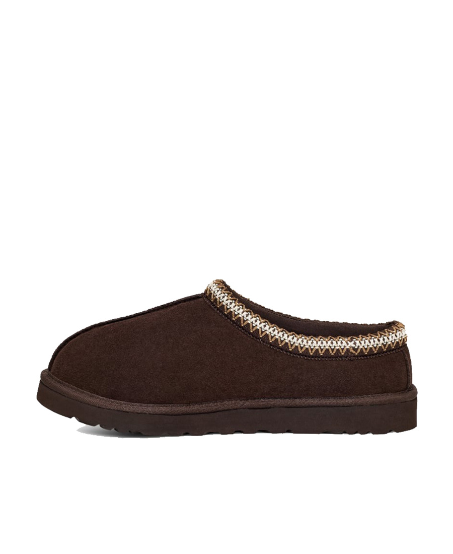 Ugg Mens Tasman Shearling-lined Suede Slippers Dark Brow In Black